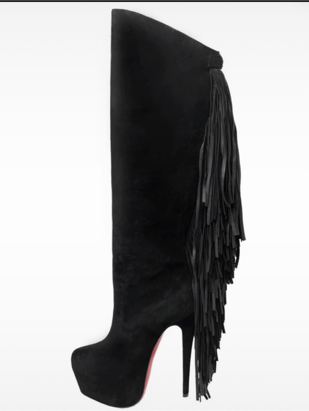 Christian Louboutin Interlopa 160 Suede Over the Knee Fringe Boots🎸🎸